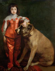 Portrait en pied de Charles II enfant avec un mâtin